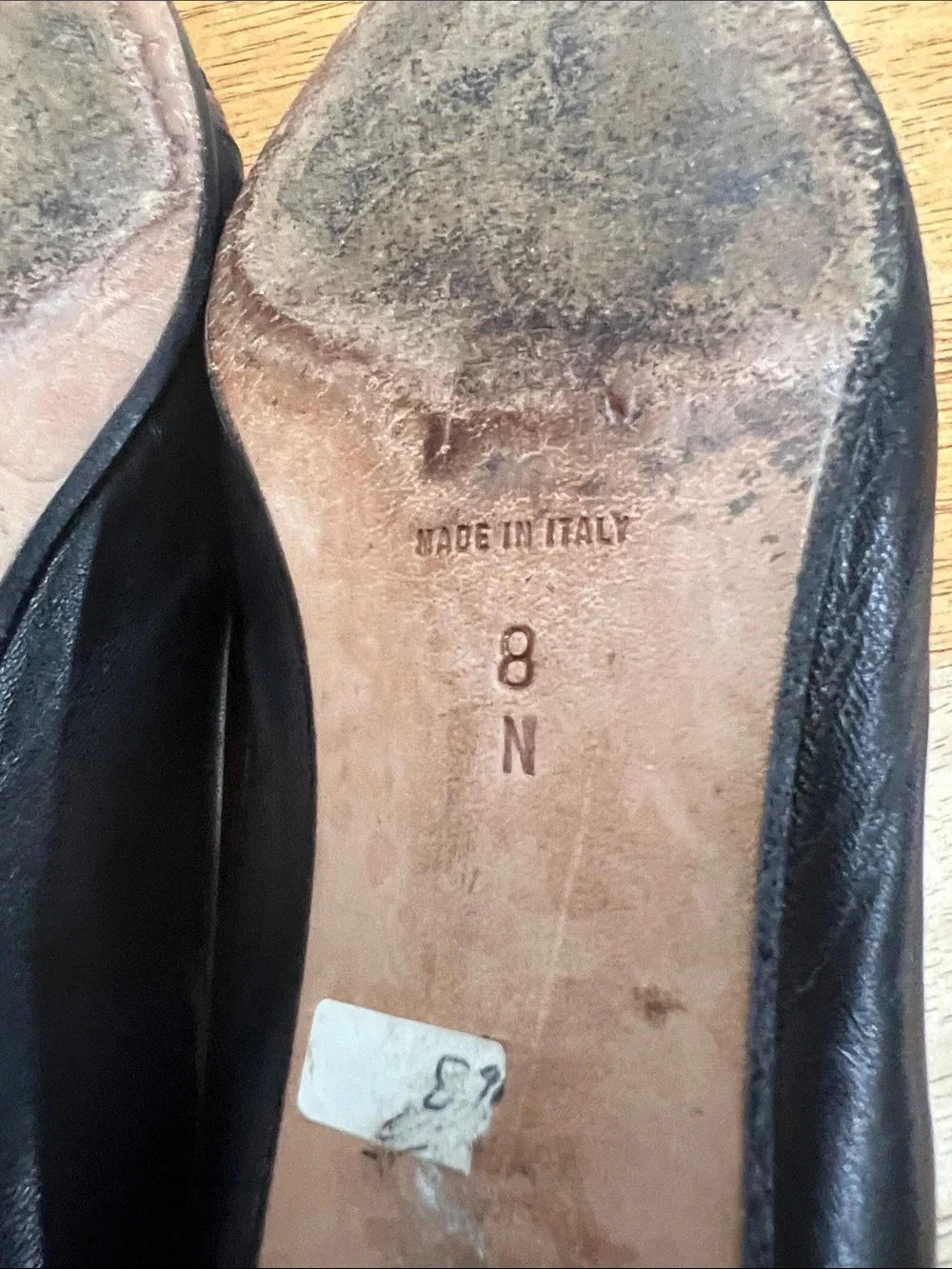 Bally Black Leather Flats with Brown Woven Toe